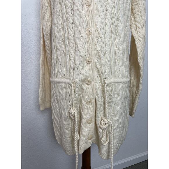 Contempo Casuals Vintage Sweater Women Sz M Cardigan Hoodie Wool Blend Ivory - Picture 4 of 11